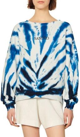 Sandro sadro Trevise Tie Dye Cotton Sweatshirt in Bleu/blanc at Nordstrom Rack, Size 3 (Fits Like 8 Us)