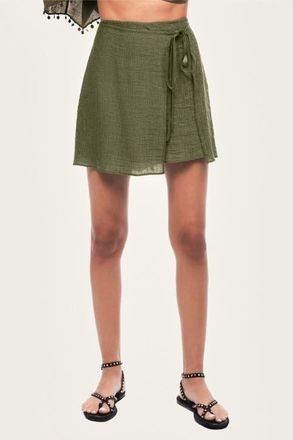 Nocturne Wrap Mini Skirt in Khaki at Nordstrom, Size Medium