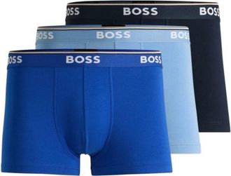 BOSS Three-pack of stretch-cotton trunks with logo waistbands
