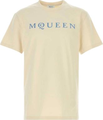 Alexander McQueen Alexander McQueen, T-Shirts, male, Yellow, Size: XL Flocked Logo T-shirt