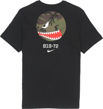 Nike Mens Nike Back Cartoon Devil Camouflage Pattern Printing Casual Round Neck Short Sleeve Black T-Shirt DV2072-010