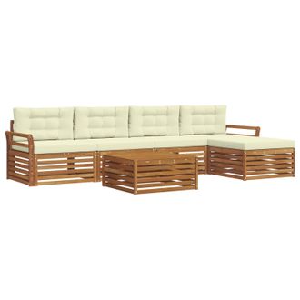 vidaXL Conjunto De Sof&aacute;s De Exterior Con Coj&iacute;n 6 Pcs Natural Y Crema Vidaxl