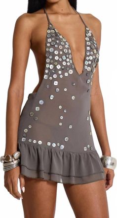 Jaded London Layered Mini Dress In Grey