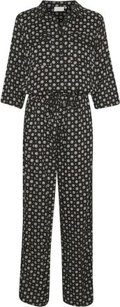 Kaffe Zwart Stropdas/Punt Jumpsuit met &frac34; Mouwen - Dames - Jumpsuits - Zwart - 3XL - Jumpsuits & Playsuits
