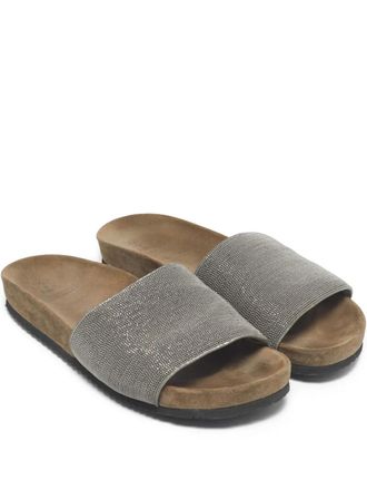 Brunello Cucinelli Sandali slides Monili - Grigio