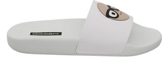 Dolce & Gabbana White Leather dgfamily Slides Shoes Womens Sandals