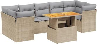 vidaXL Vidaxl - Juego De Sof&aacute;s De Jard&iacute;n Con Cojines Beige 8 Pzas Rat&aacute;n Pe