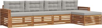 vidaXL Conjunto De Sof&aacute;s De Exterior 5 Uds. Gris Natural Y Claro Vidaxl