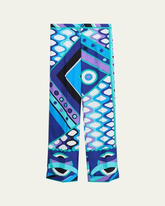 Pucci Vivara Silk Twill Straight-Leg Pants