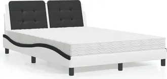 vidaXL Vidaxl - Cama Con Colch&oacute;n Cuero Sint&eacute;tico Blanco Y Negro 140x190 Cm