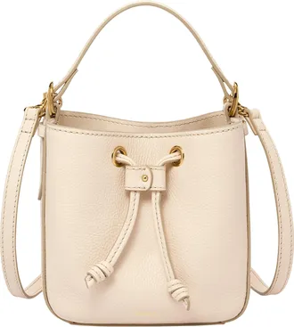 Fossil Womens Tessa Leather Small Bucket Crossbody