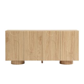 Urban Meuble Aparador efecto madera natural con motivo de arco 3d y 4 puertas