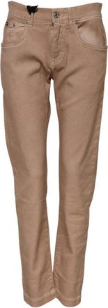 Dolce & Gabbana Logo Plaque Boyfriend Denim Jeans - Dames - Slim Fit Jeans - Bruin - XS - Denim - Jeans