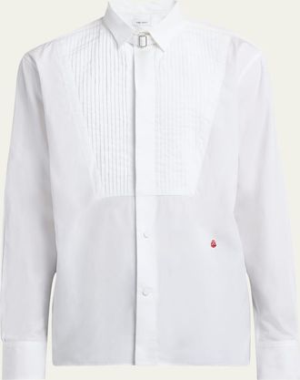 Alexander McQueen Mens Poplin Tuxedo Shirt with Wing Collar