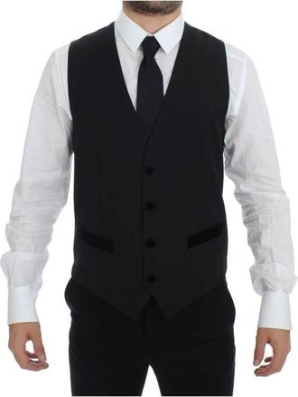 Dolce & Gabbana Zwarte wollen formele jurkvest - Heren - Gillet - Zwart - M - Wol - Kostuums