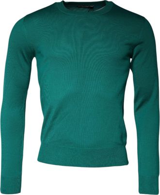 Dolce & Gabbana Mens Crew Neck Sweater Tsh86980 - Teal Wool - Size EU 44 (Mens)