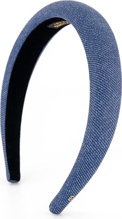 Alexandre de Paris Aurore Boreales Washed Denim Leather headband in Denim Blue at Nordstrom