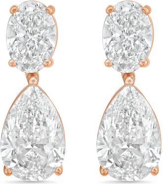 Diana M. Jewels 14KW RG 8.00 Ct TW of Lab grown oval and pear shape diamond drop earrings