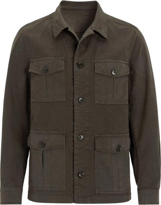 Oscar Jacobson Army Green Safari Shirt Jacket - Heren - Zomerjassen - Groen - S - Katoen - Jassen