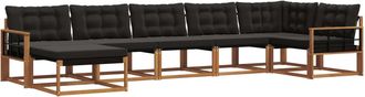 vidaXL Conjunto De Sof&aacute;s De Exterior 7 Uds. Natural Y Negro Vidaxl