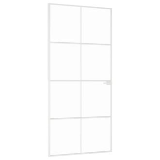 vidaXL Puerta De Interior Vidrio Templado Y Aluminio Blanco 93x201,5cm Vidaxl