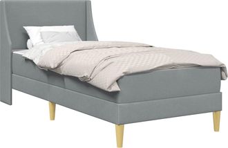 vidaXL Estructura De Cama Con Colch&oacute;n Gris Claro 90 X 200 Cm Poli&eacute;ster Vidaxl