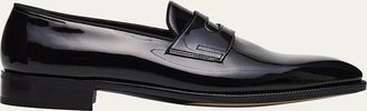 John Lobb Mens Jamie Patent Leather Penny Loafers
