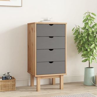 vidaXL Cajonera Otta Madera Maciza De Pino Marr&oacute;n Y Gris 45x39x90 Cm Vidaxl