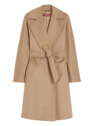 Max Mara belt-fastening coat - women - Virgin Wool/Viscose - 40 - Neutrals