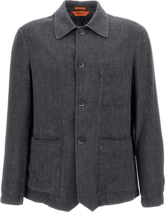 Barena Linen Blend Overshirt with Structured Silhouette