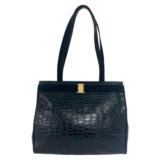 Ferragamo Navy Leather Tote Bag (Pre-Owned)