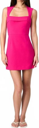 French Connection Whisper Foldover Square Neck Mini Dress In Cerise Pink