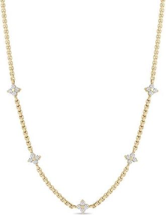 Zoë Chicco 14K Gold & Diamond Station Necklace in Yellow Gold at Nordstrom, Size 16