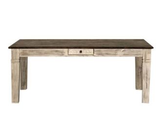 Massivmoebel24 Tavolo Da Pranzo In Legno Di Mango / Acacia 150x90x76 Bianco Cerato Castle-antik 107