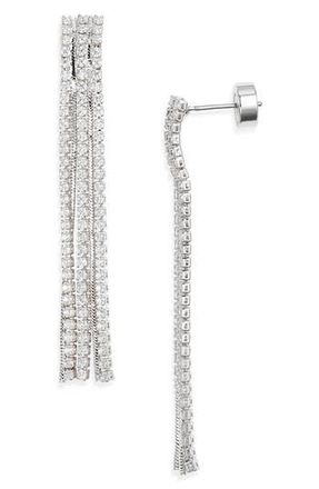 Nordstrom Pav&eacute; Fringe Earrings in Clear- Silver at Nordstrom Rack