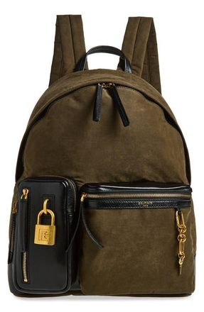 Balmain Pulse Backpack in Uij Khaki/Black at Nordstrom