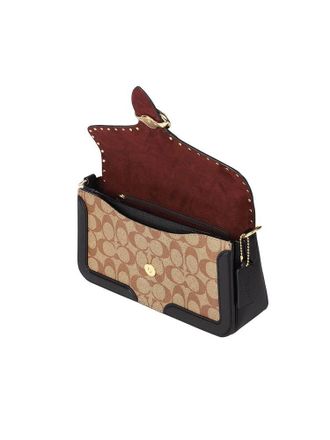 Coach Womens Shoulder Bag Gold-Khaki-Terracotta Coated Canvas Leather Shoulder-bags