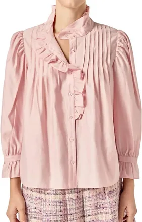 English Factory Ruffle Detail Blouse In Pink