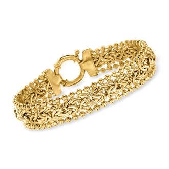 Ross-Simons 18kt Gold Over Sterling Byzantine Beaded-Edge Bracelet