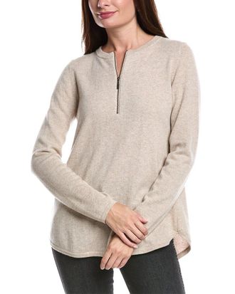 Forté Cashmere Pleat Back 1/4-Zip Cashmere Sweater
