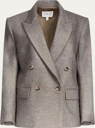 TWP Harper Double-Breasted Herringbone Blazer