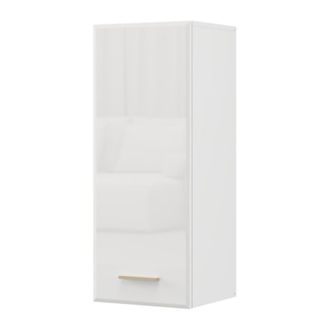 Dmora Mueble Colgante Fresis, 2 Estantes, Una Puerta, 3 Compartimentos, 39x96h Cm Blanco Mate