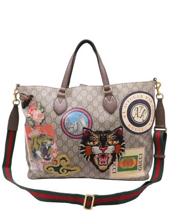Gucci Abstract Gg Supreme Canvas Courrier Tote (Authentic Pre-Loved)