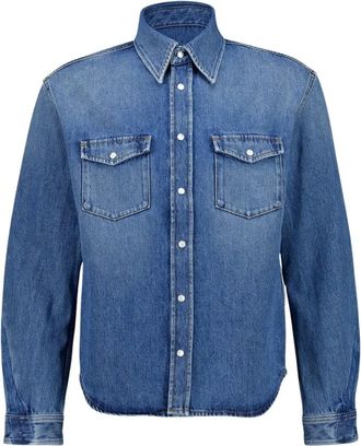Givenchy Overhemden, Heren, Blauw, M, Denim, Shadow Denim Couture Seam Shirt