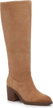 Crown Vintage Womens Crown Vintage Deni Boots Beige Suede Block Heel Knee High HAWK461