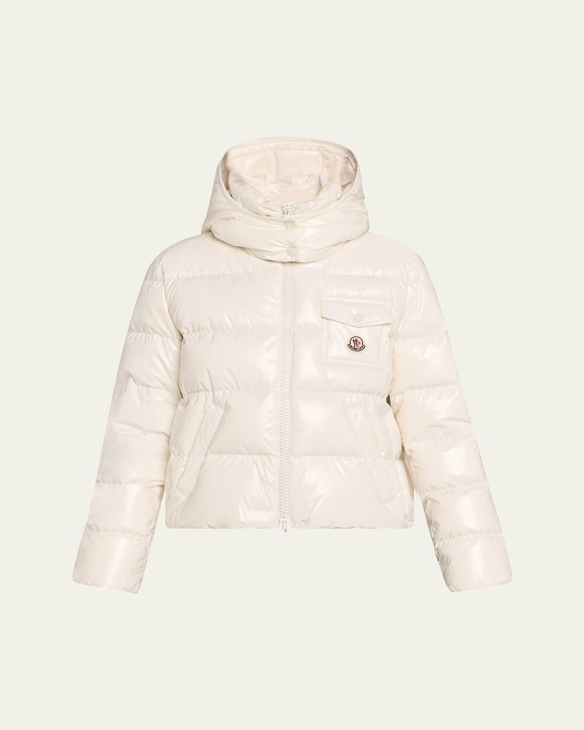 Moncler White Down Jacket In Lacquered Nylon from $2,089.00