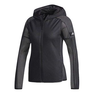 adidas (WMNS) adidas Sports Hollow Out Mesh hooded Jacket Black CV5489
