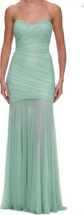 La Femme Strapless Hot Stone Gown In Mint