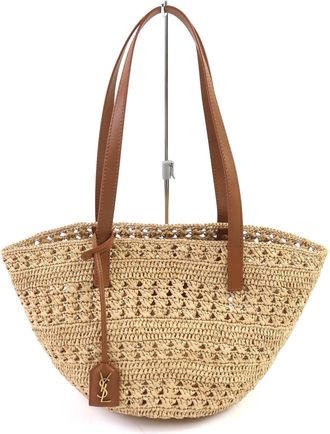 Saint Laurent Raffia Leather Basket Tote Bag (Pre-Owned)