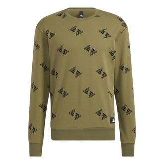 adidas Fi Bp1 Aop Swt Full Print Logo Sports Round Neck Pullover Couple Style Green HE7448